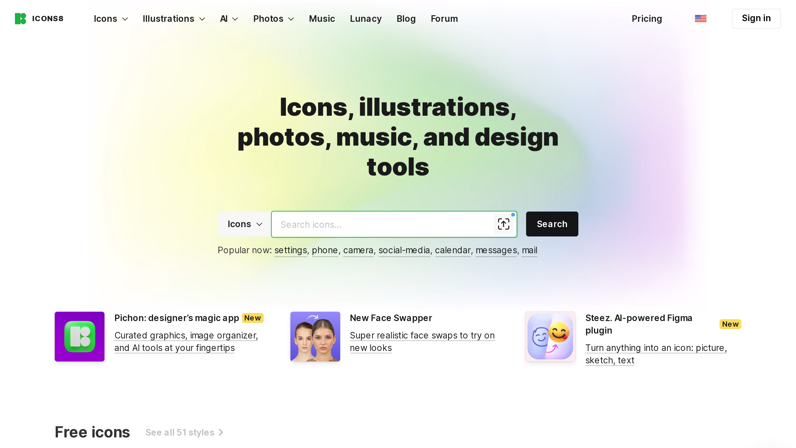 Icons8's website screenshot