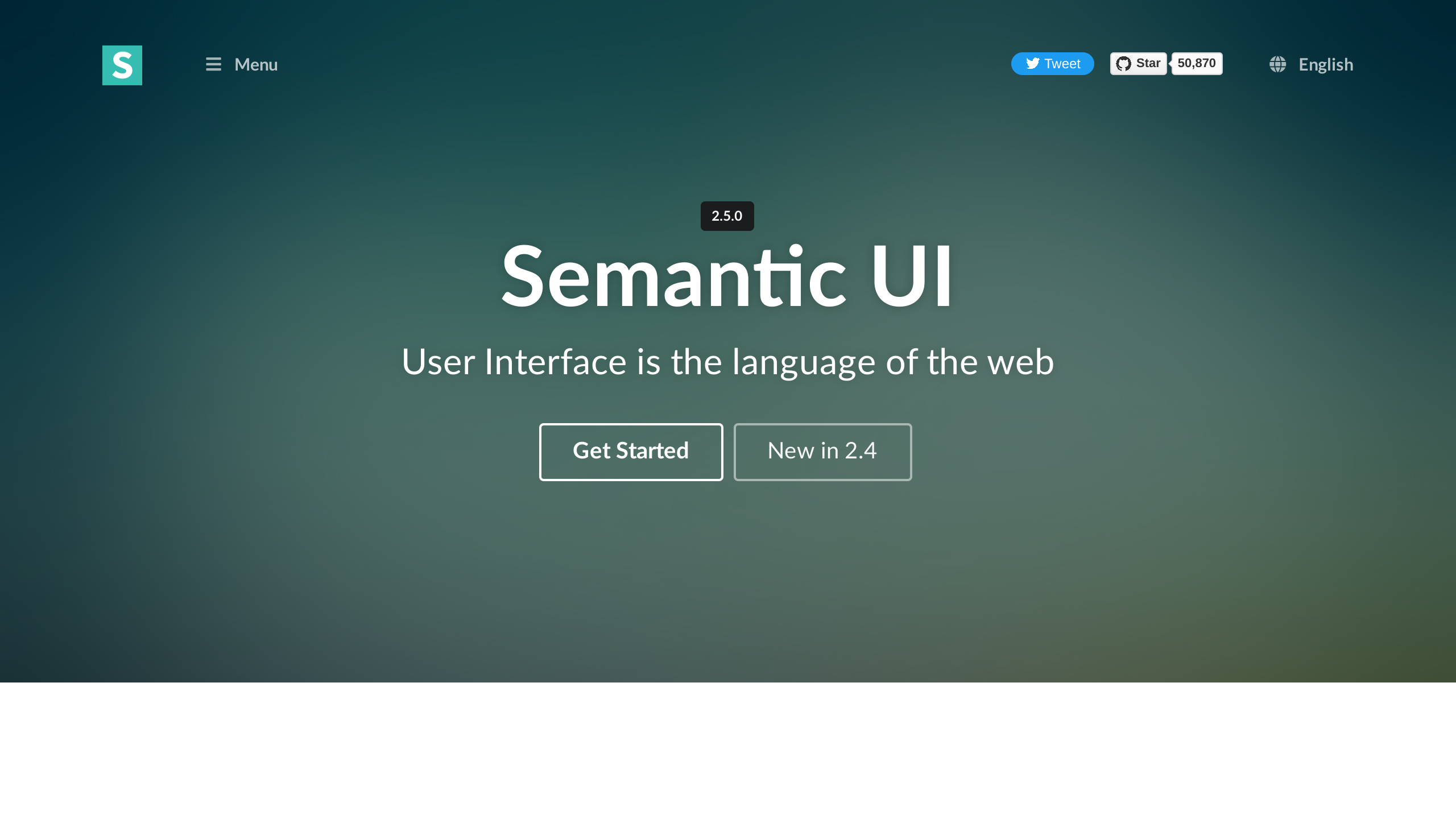 Semantic UI's website screenshot