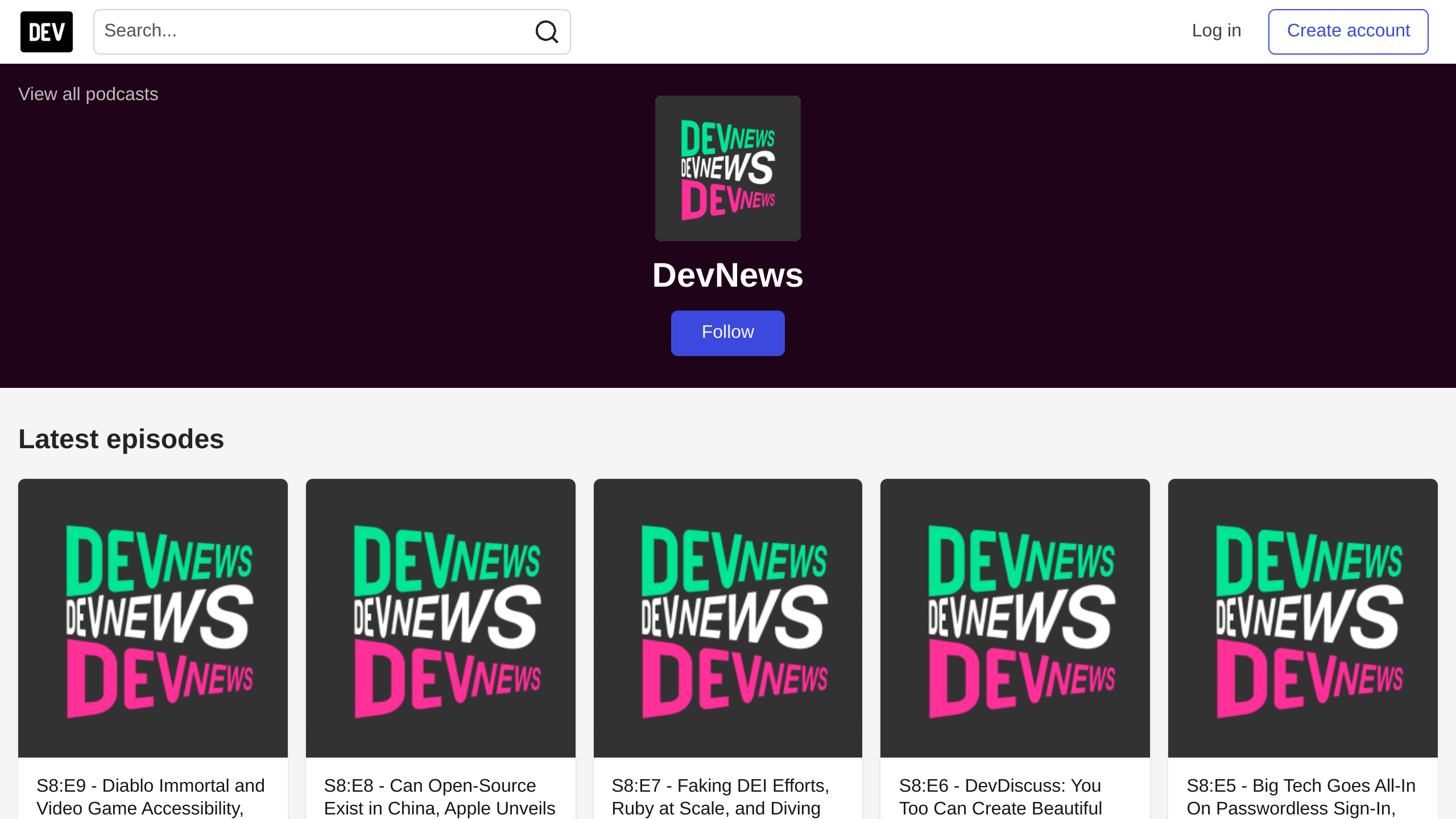 DevNews's website screenshot