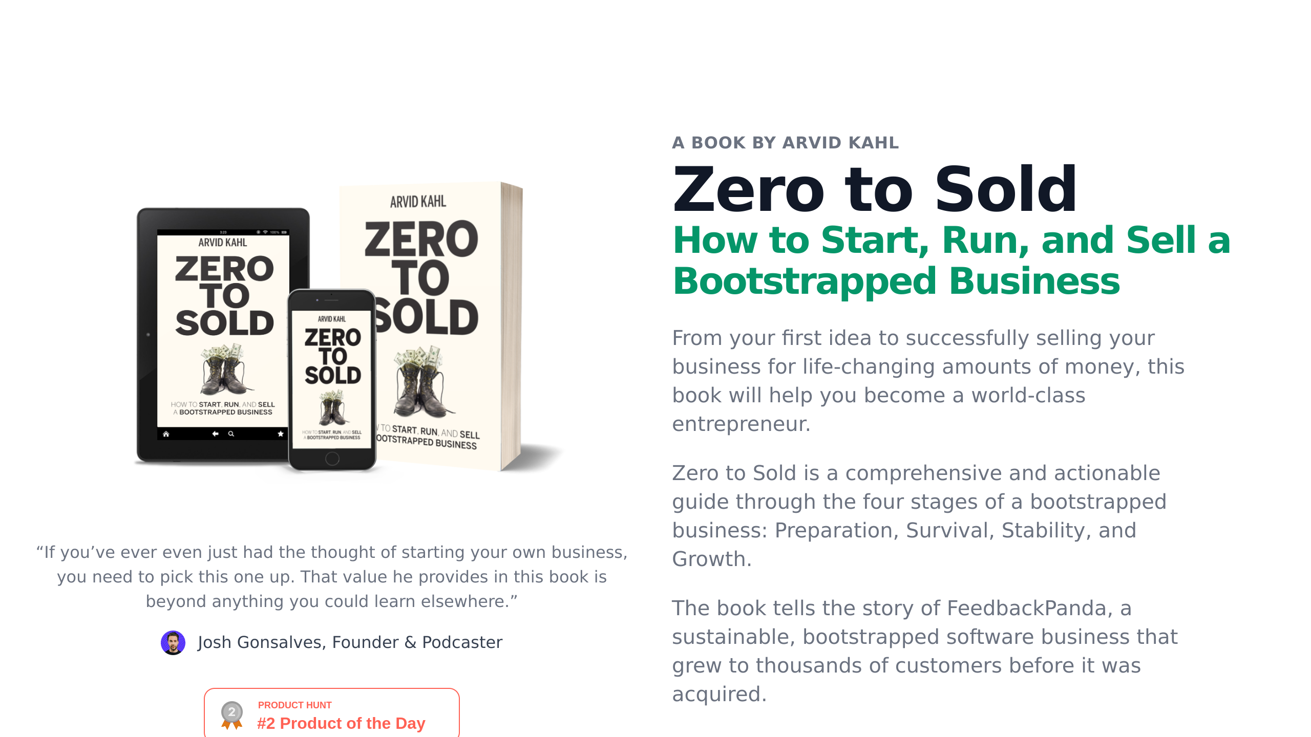 Zero To Sold's website screenshot