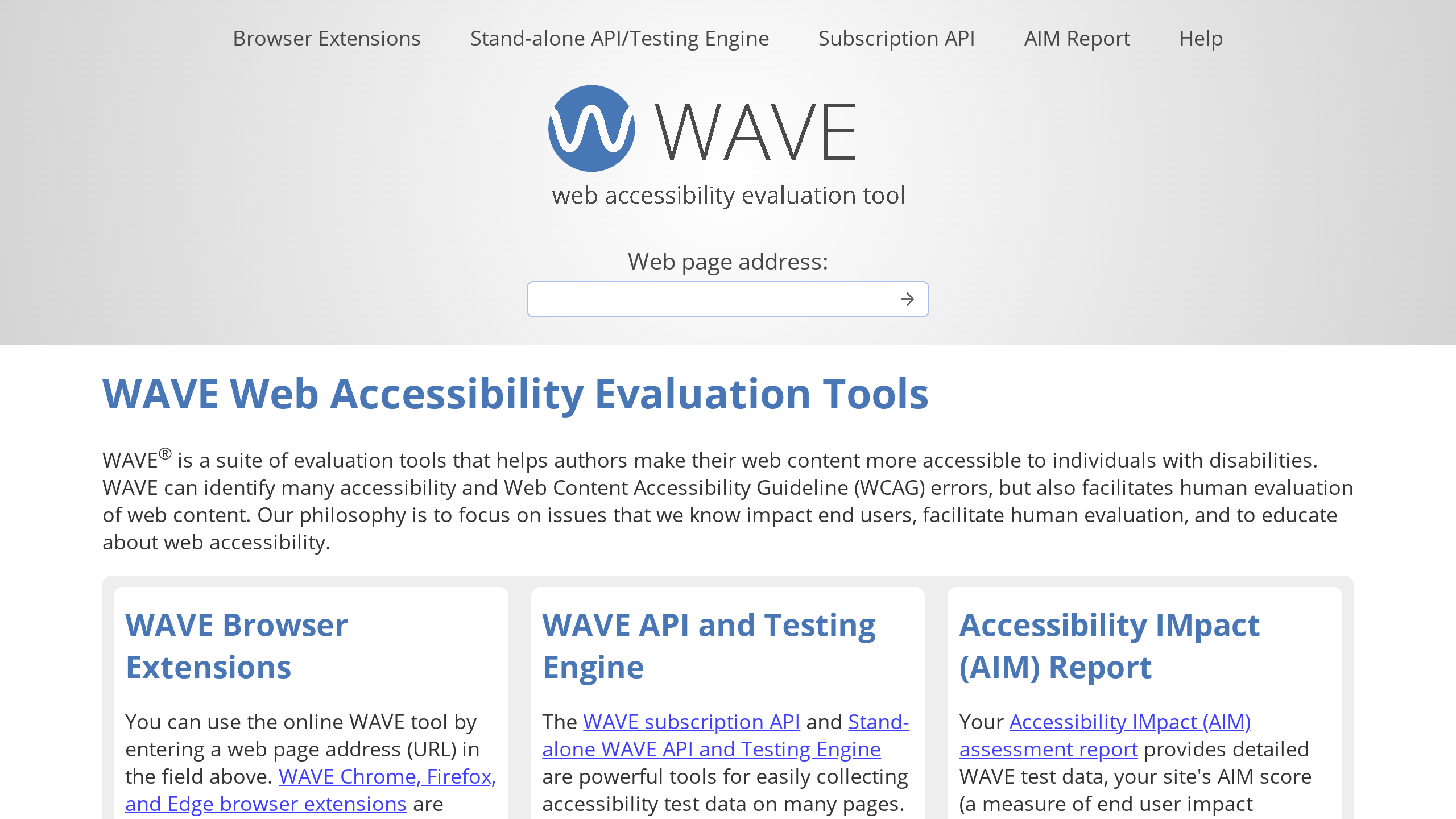 WAVE's website screenshot